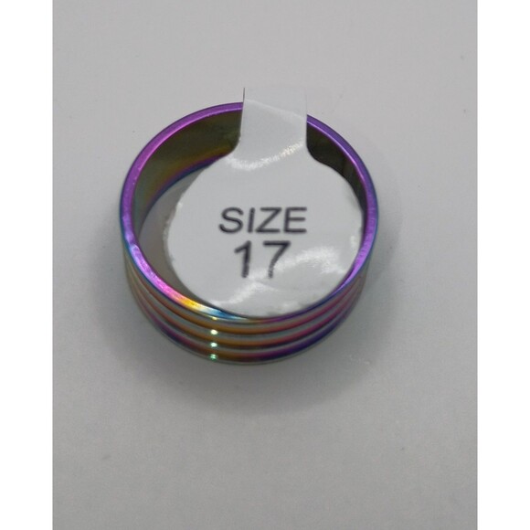 Unisex Rainbow Alloy Stainless Steel Ring Band U.S Size 8.5 - Picture 3 of 3